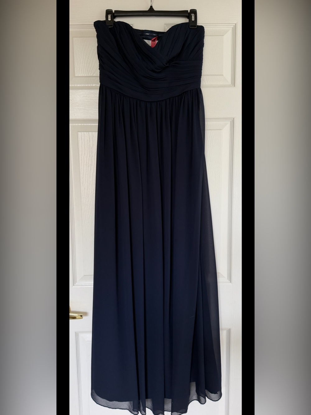 Monique Lhuillier Navy Strapless Chiffon Maxi dress